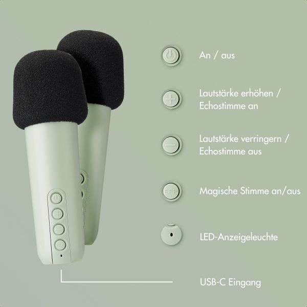 imoshion Sing & Shine Karaoke-Set - Lautsprecher und 2 Mikrofone - Mintgreen