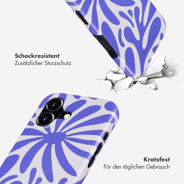 Selencia Vivid Tough Back Cover MagSafe für das iPhone 16 - Modern Bloom Sapphire Blue