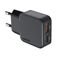 Accezz Ultra Slim GaN Ladegerät - USB-C + USB-A - 30 W - Schwarz