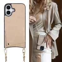 Selencia Nova Croco HandyHülle mit Kordel und Kartenhalter Apple iPhone 17 - Beige