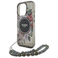 Guess MagSafe IML Flowers Case mit Beads Strap für das iPhone 15 Pro Max - Black