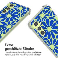 imoshion Design Hülle mit Band für das Samsung Galaxy A34 - Cobalt Blue Flowers Connect