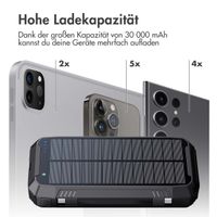 imoshion ﻿Solar Powerbank – Kabellose Powerbank mit Solarpanel – Schnellaufladung und Stromversorgung – 30.000 mAh – Schwarz