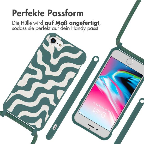 imoshion SilikonHülle design mit Band Apple iPhone SE (2022 / 2020) / 8 / 7 - Petrol Green Groovy