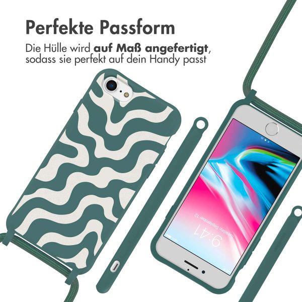 imoshion Silikonhülle design mit Band für das iPhone SE (2022 / 2020) / 8 / 7 - Petrol Green Groovy