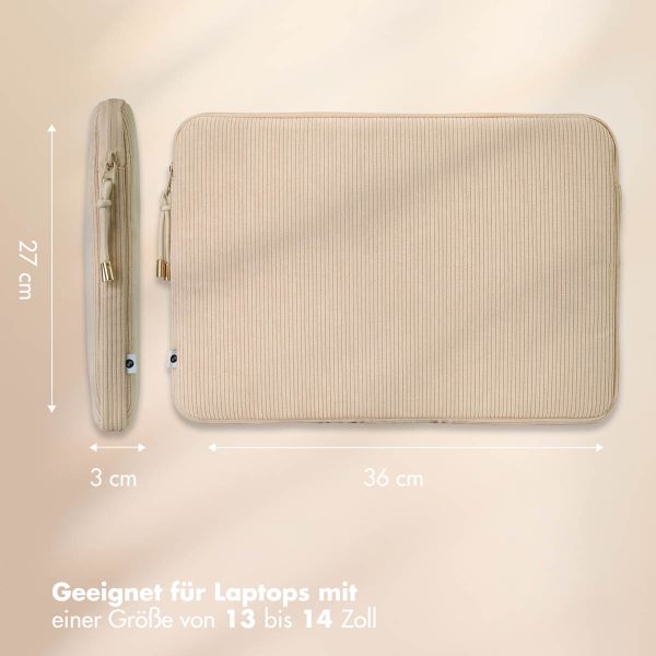 Selencia Cord Laptop Hülle 13-14 Zoll - Laptop Sleeve - Beige