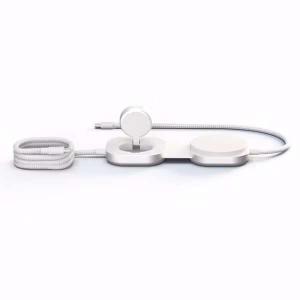 Zens Pro 3 USB-C-Kabel mit kabellosem Ladegerät für Telefon / Earbuds / Apple Watch - MagSafe und Qi2 - Weiß