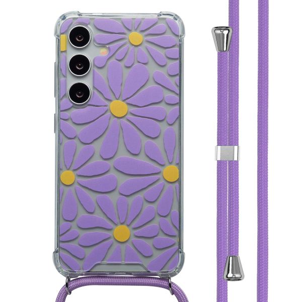 imoshion Design Hülle mit Band Samsung Galaxy S24 - Tropical Violet Flowers Connect