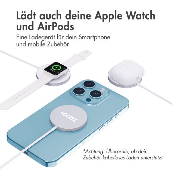 Accezz Wireless Charger USB-C | Drahtloses MagSafe- und Qi2-Ladegerät - 1 Meter - Weiß