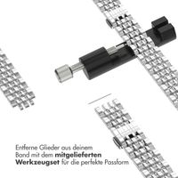 Selencia Jubilee inspiriertes schmales Edelstahlarmband für Apple Watch Series 1 t/m 9 / SE (38/40/41 mm) | Series 10 / 11 (42 mm) - Silber