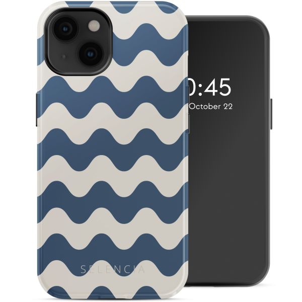 Selencia Vivid Tough Back Cover mit MagSafe für das iPhone 14 - Wave Vibes Classic Blue