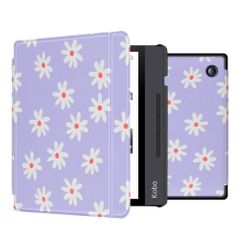 imoshion Design Slim Hard Case Sleepcover mit Stand Kobo Libra H2O - Flowers Distance