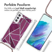 imoshion Design Hülle mit Band Samsung Galaxy S21 FE - Bordeaux Graphic