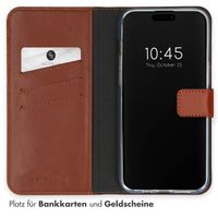 Selencia Echtleder Klapphülle Apple iPhone 15 Pro Max - Hellbraun
