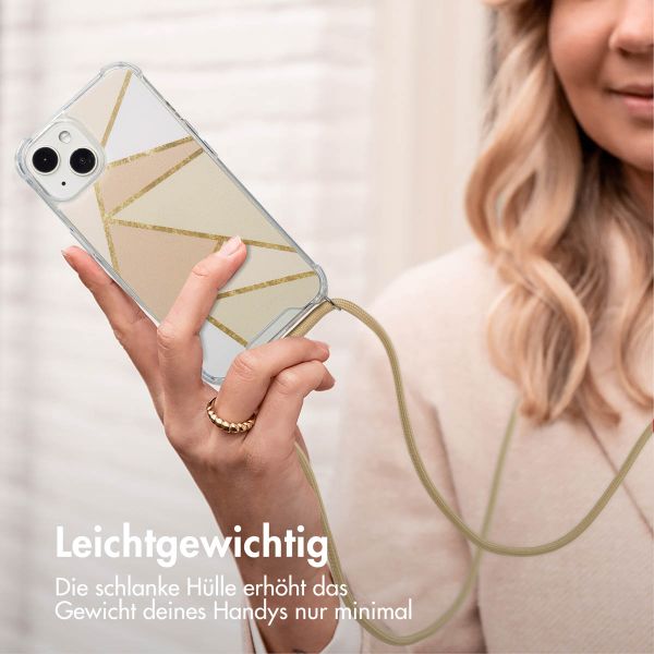 imoshion Design Hülle mit Band Apple iPhone 13 - Beige Graphic
