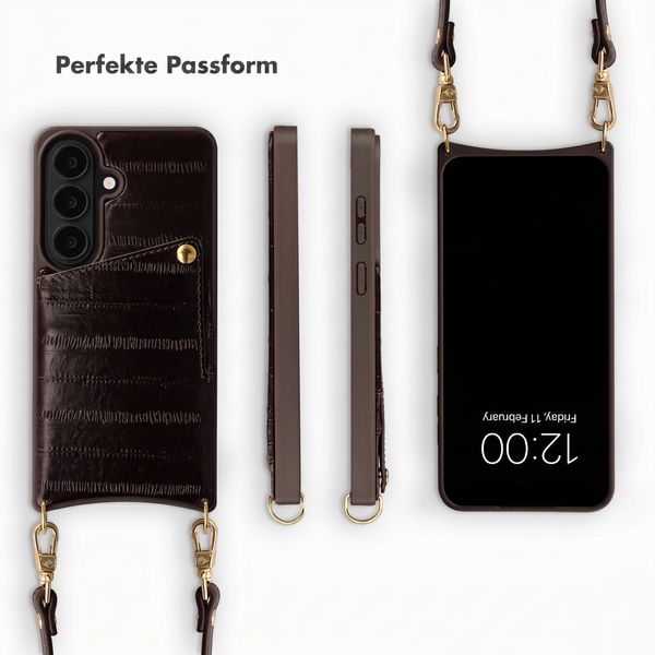 Selencia Nova Echtleder Backcover mit Kartenhalter Samsung Galaxy S26 - Dark Chocolate