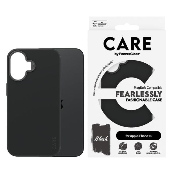 CARE by PanzerGlass Fashion Back Cover MagSafe für das iPhone 16 - Schwarz