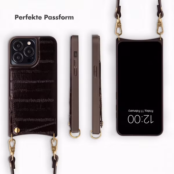 Selencia Nova Echtleder Backcover mit Kartenhalter Apple iPhone 14 Pro - Dark Chocolate