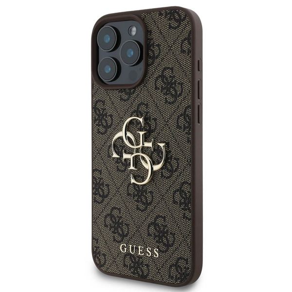 Guess 4G Metal Logo Back Cover für das iPhone 16 Pro - Braun