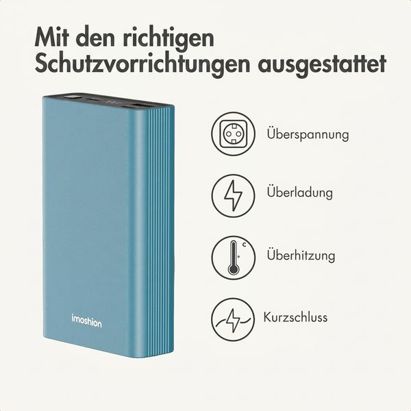 imoshion Ultra Series Aluminium Powerbank 20.000 mAh - Schnellladen bis 33W - Petrol Green
