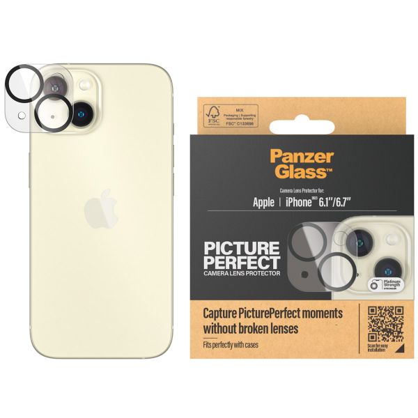 PanzerGlass Kameraprotektor aus Glas für das Apple iPhone 15 / 15 Plus