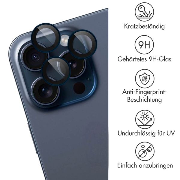 imoshion 2er-Pack Objektivschutz für Kamera für das Apple iPhone 15 Pro / 15 Pro Max - Blue Titanium