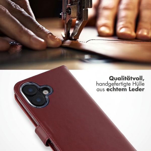 Selencia Echtleder Klapphülle Apple iPhone 16 - Burgundy