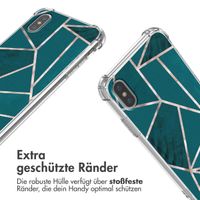 imoshion Design Hülle mit Band Apple iPhone X / Xs - Petrol Green Graphic
