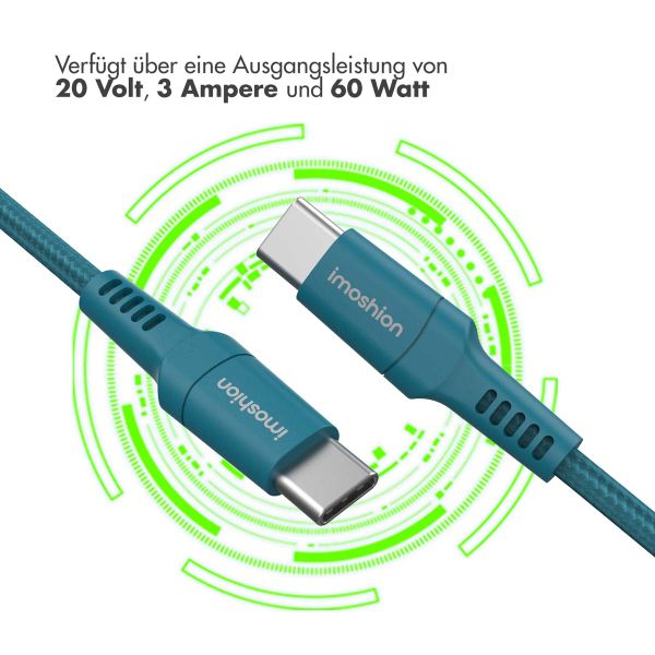 imoshion Braided USB-C-zu-USB-C Kabel - 2 Meter - Dunkelblau