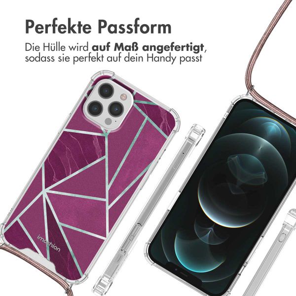 imoshion Design Hülle mit Band für das iPhone 12 (Pro) - Bordeaux Graphic