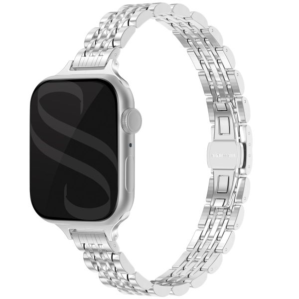 Selencia Jubilee inspiriertes schmales Edelstahlarmband für die Apple Watch Series 1 bis 9 / SE (38/40/41 mm) | Series 10 (42 mm) - Silber