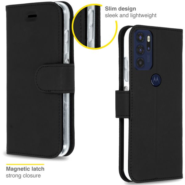 Accezz Wallet TPU Klapphülle Motorola Moto G60s - Schwarz