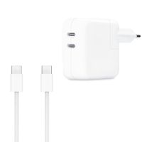 Apple Original Dual-USB-C-Netzteil 35 W + Original USB-C-zu-USB-C-Ladekabel 60 W - 1 Meter - Weiß