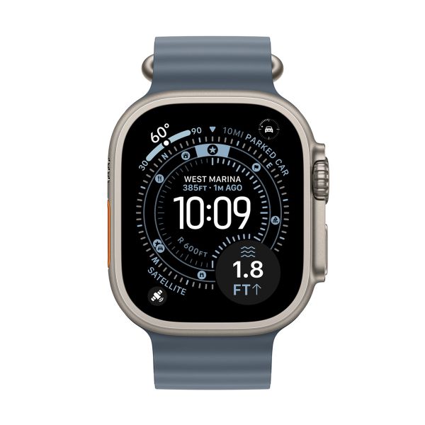 Apple Ocean Armand für das  Apple Watch Series 1 t/m 11 / SE / Ultra (44/45/46/49 mm) - Anchor Blue / Natural Titanium