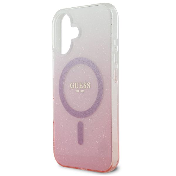 Guess MagSafe IML Glitter Gradient Case für das iPhone 16 - Pink