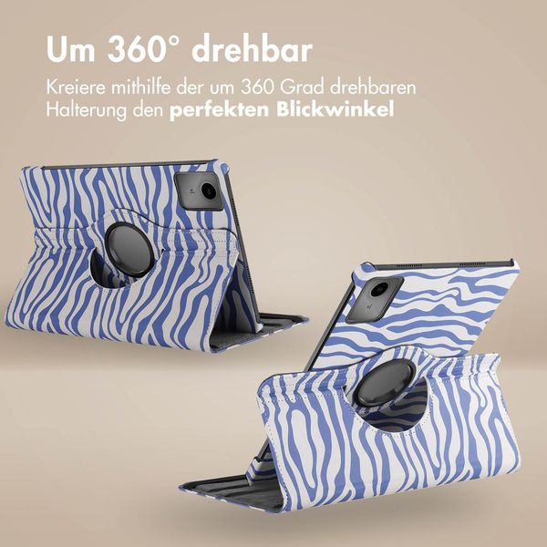 imoshion 360° drehbare Design Klapphülle Lenovo Tab M11 - White Blue Stripes