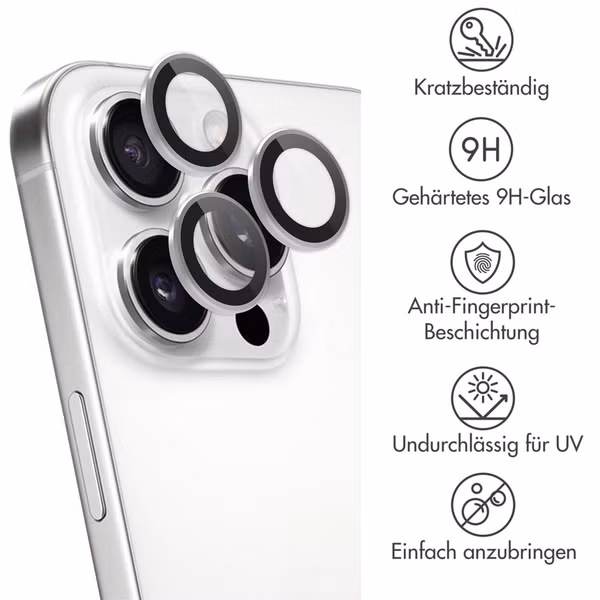 imoshion 2er-Pack Objektivschutz für Kamera für das Apple iPhone 16 Pro / 16 Pro Max - Weiß / Titanium