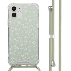 imoshion Design Hülle mit Band Apple iPhone 12 (Pro) - Smoke Green Flowers