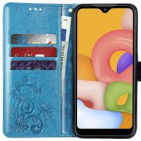 Kleeblumen Klapphülle Türkis Samsung Galaxy A01