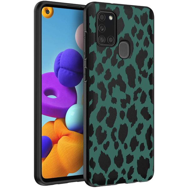 imoshion Design Hülle Samsung Galaxy A21s - Leopard - Grün / Schwarz