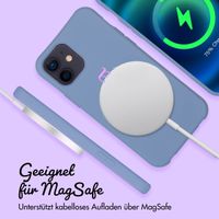 Personalisierte Color Backcover MagSafe mit abtrennbarem Band und Namen für iPhone 12 Pro - Ash Blue