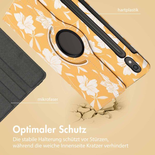 imoshion 360° drehbare Design Klapphülle Samsung Galaxy Tab S9 11.0 Zoll - Yellow Flowers