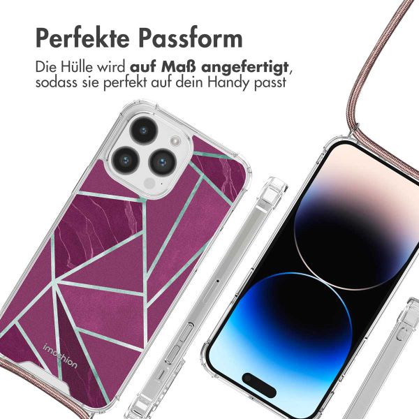 imoshion Design Hülle mit Band für das iPhone 14 Pro Max - Bordeaux Graphic