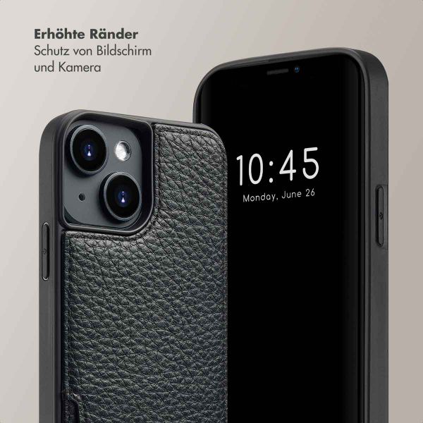 Selencia Nova Back Cover mit Kordel und Kartenhalter für das iPhone 14 - Schwarz