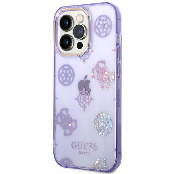 Guess Peony Glitter Back Cover für das iPhone 14 Pro - Violett