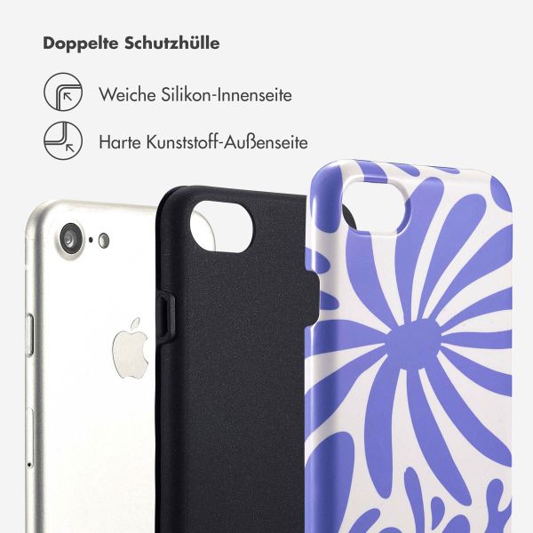 Selencia Vivid Tough Back Cover für das iPhone SE (2022 / 2020) / 8 / 7 / 6(s) - Modern Bloom Sapphire Blue