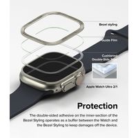 Ringke Bezel Styling + Displayschutz für die Apple Watch Ultra (2) - 49 mm - Knurling Titanium