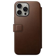 Nomad Modern Leather Folio Klapphülle Apple iPhone 15 Pro Max - Braun