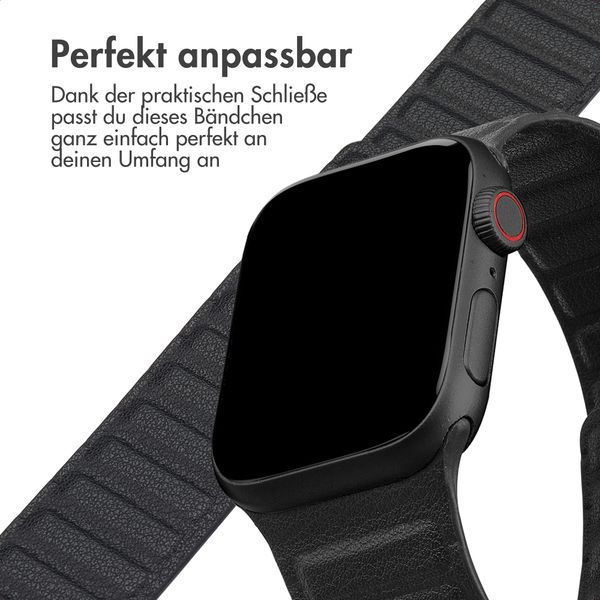 Accezz Magnetisches Echtlederarmband für Apple Watch | 44/45/46/49 mm - Schwarz