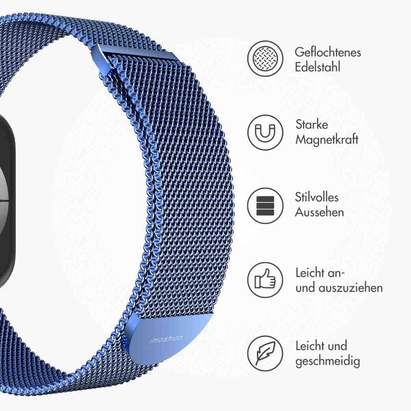 imoshion Magnetisches Milanaise Armband für das  Apple Watch Series 1 - 11 / SE / Ultra (44/45/46/49 mm) - Größe M - Blau